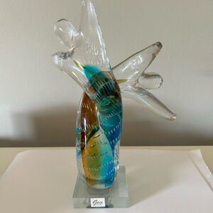 Murano Style “Lovers” Italian Art Glass Hand-blow GCA Art Multicolored Sculpture